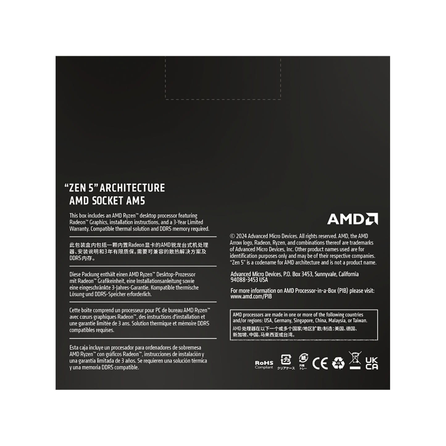 AMD Ryzen 9 9900X, without Cooler